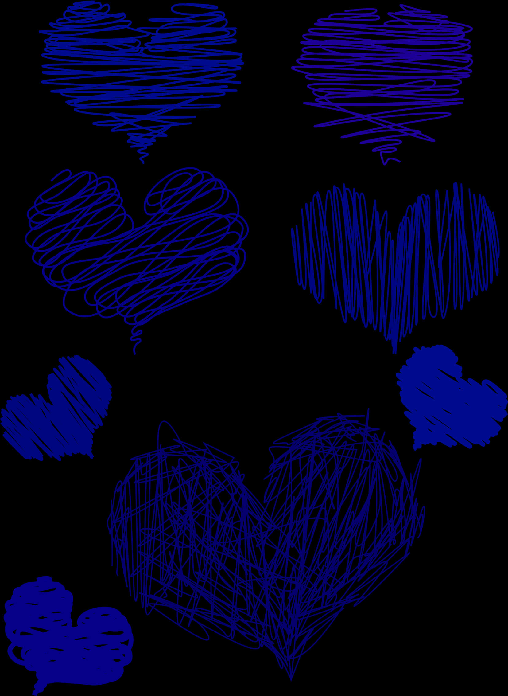 Scribbled Hearts Collection Dark Background