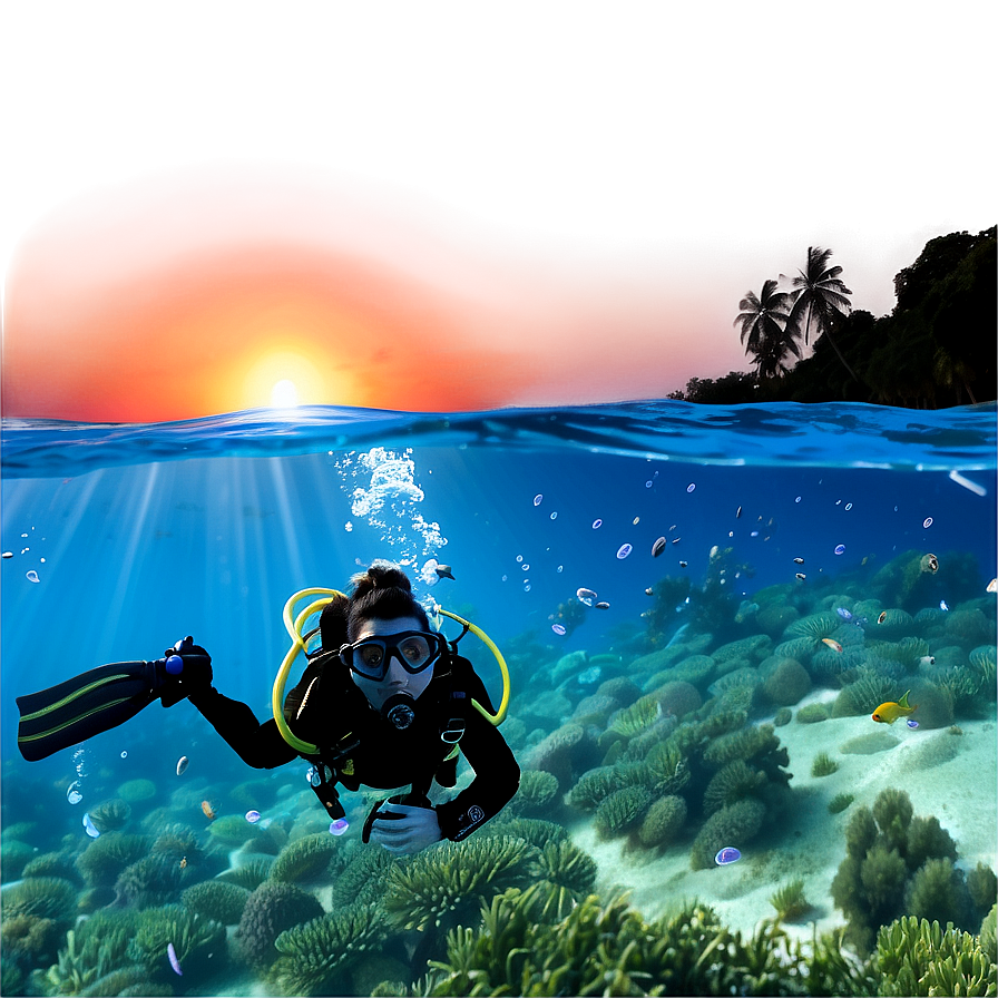 Scuba Diving At Sunset Png Jdn97