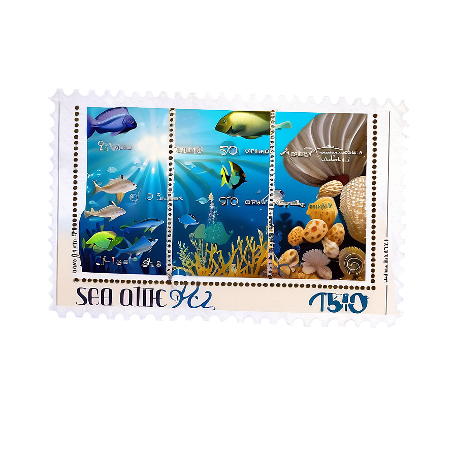 Sea Life Postage Stamp Collection Png Jgj