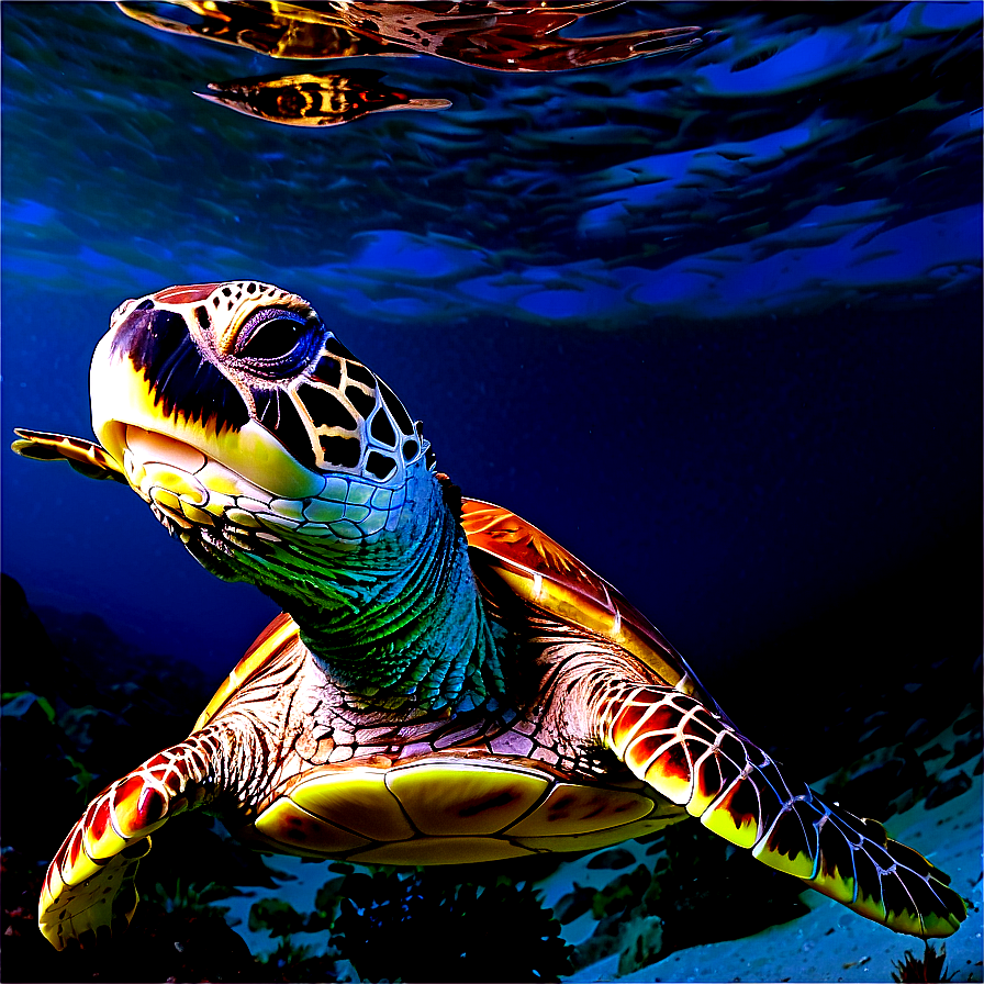 Sea Turtle Night Swim Png Ukl