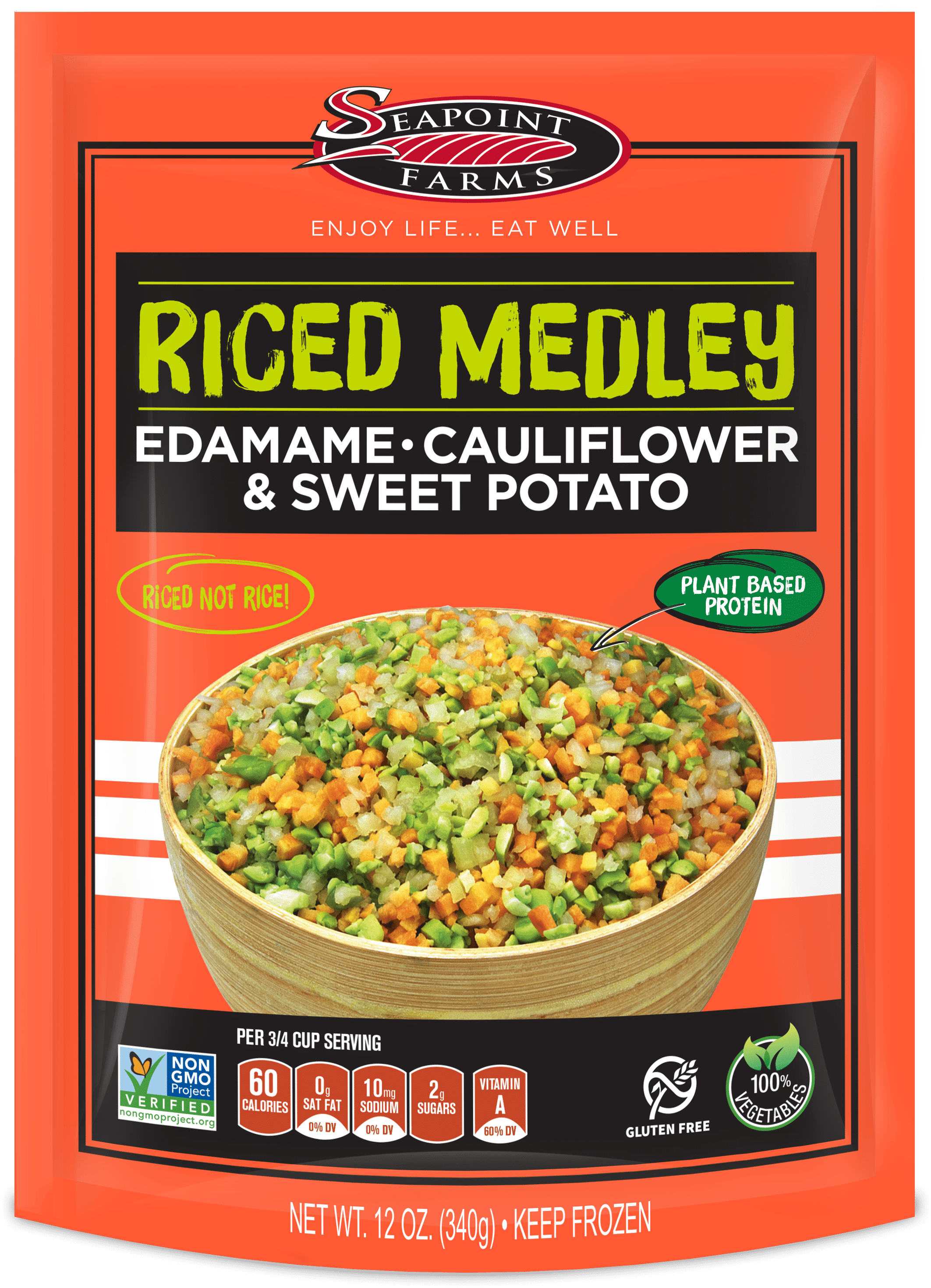 Seapoint Farms Riced Medley Edamame Cauliflower Sweet Potato Package