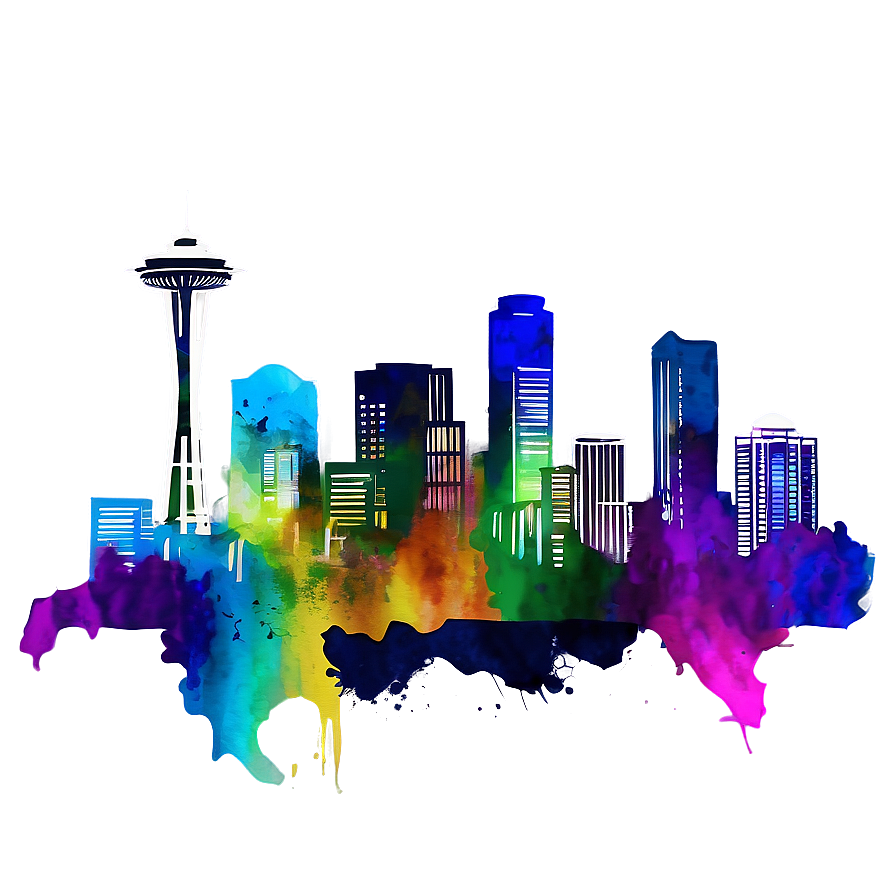 Seattle Skyline In Watercolor Png 06252024