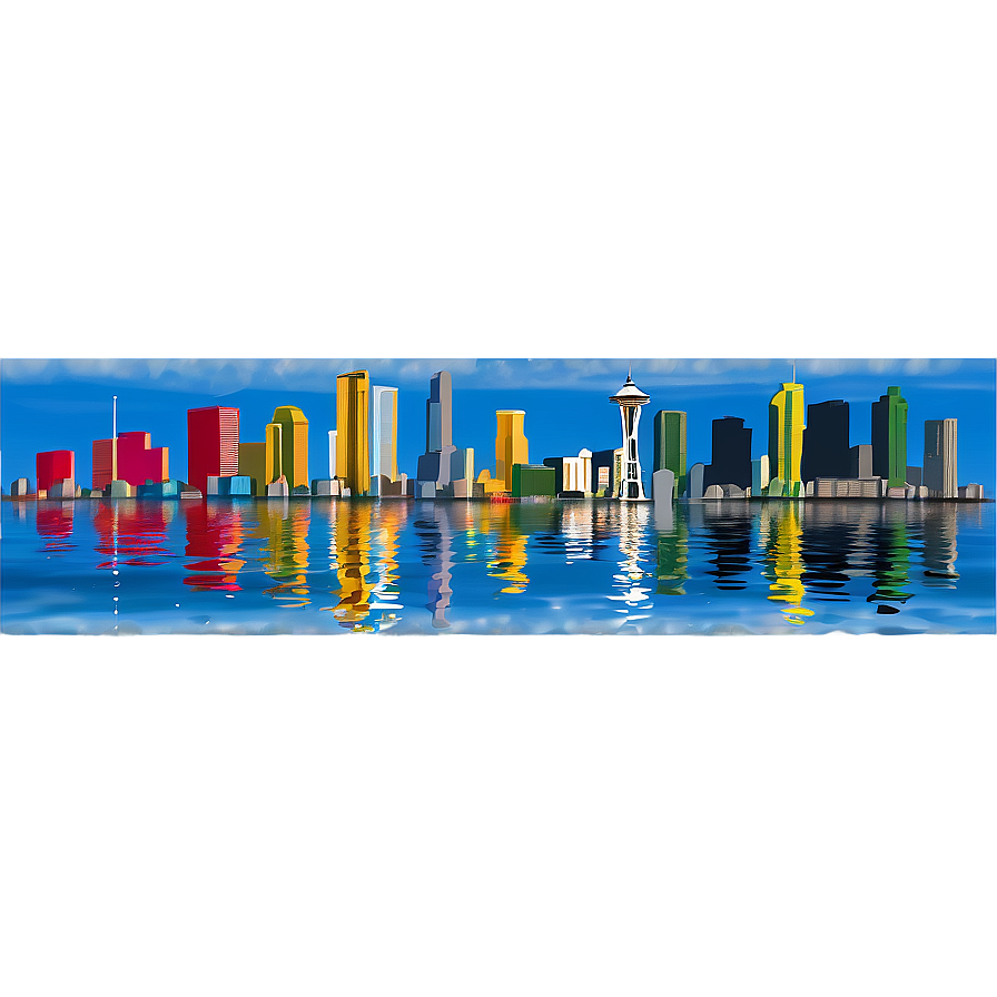 Seattle Skyline Reflection In Water Png Ire50