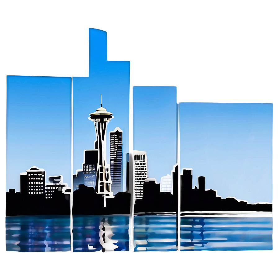 Seattle Skyline With Blue Sky Png Wck81