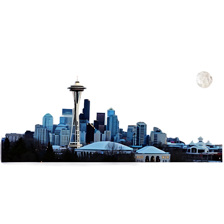 Seattle Skyline With Full Moon Png 98