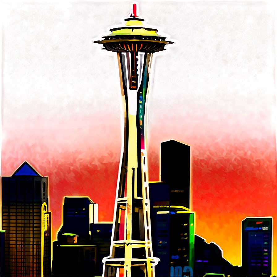 Seattle Skyline With Glowing Sunset Png 06252024