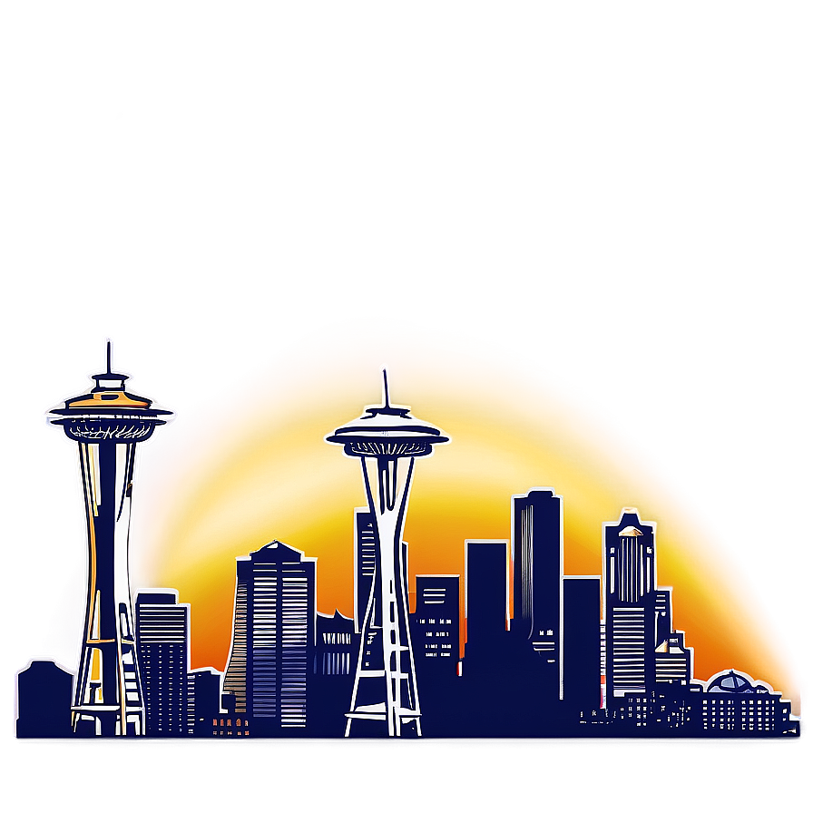 Seattle Skyline With Glowing Sunset Png 78