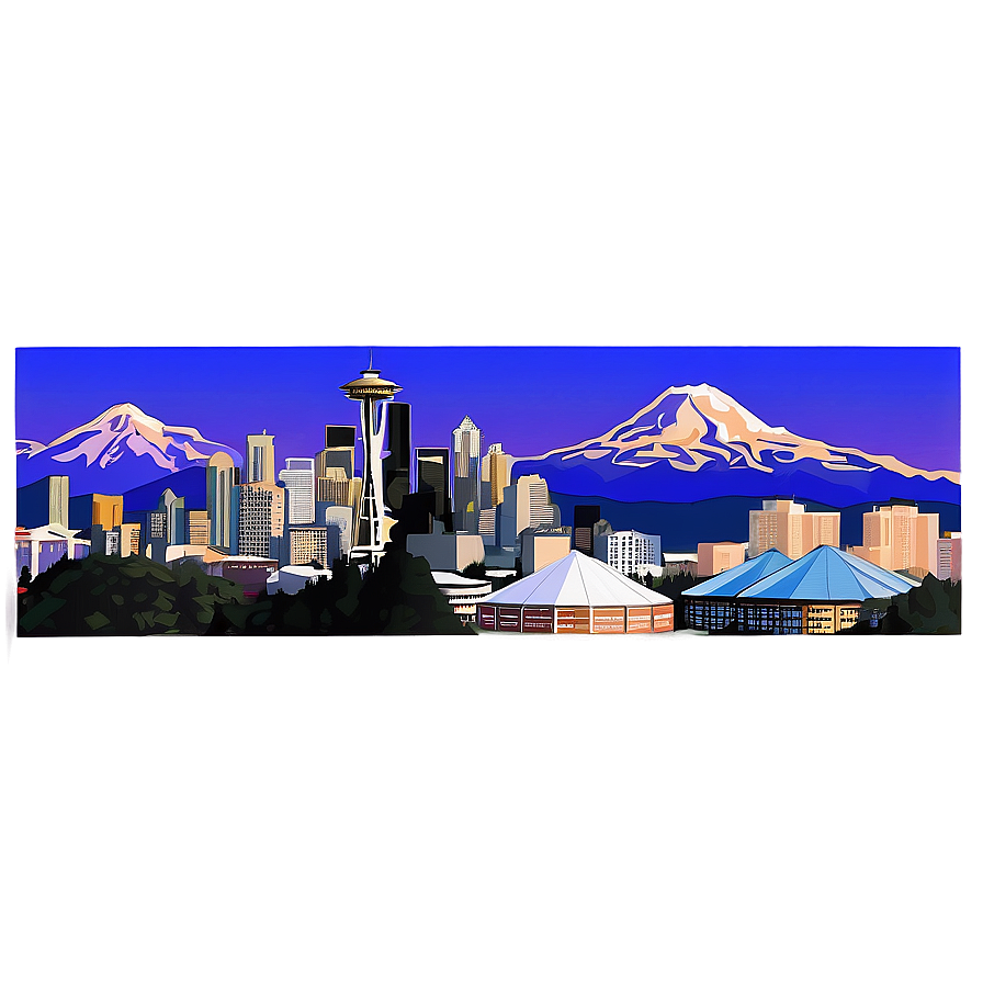 Seattle Skyline With Olympic Mountains Png Byd72