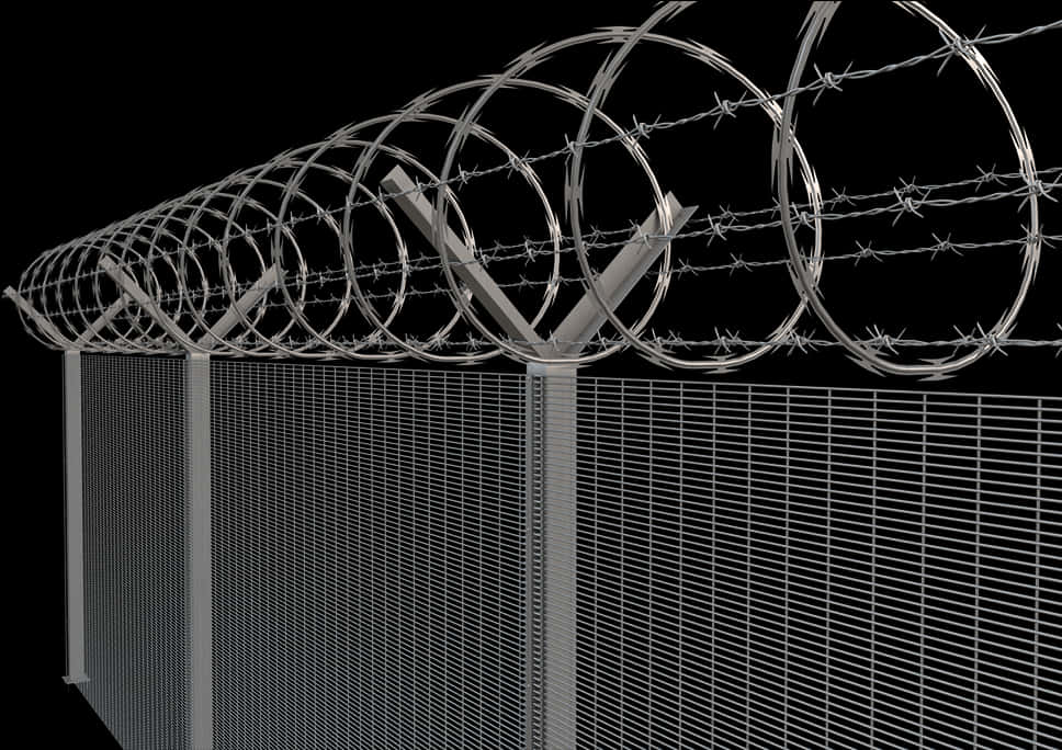 Security Fencewith Barbed Wire