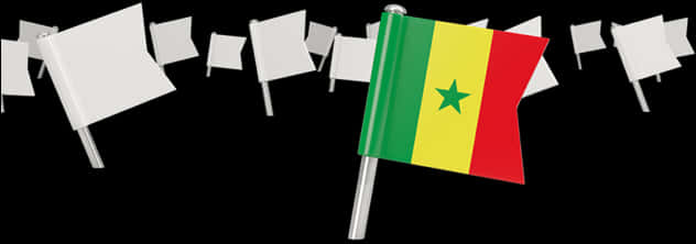 Senegal Flag Among White Flags