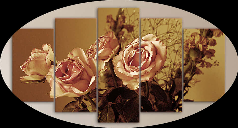 Sepia Toned Roses Art Panel Display