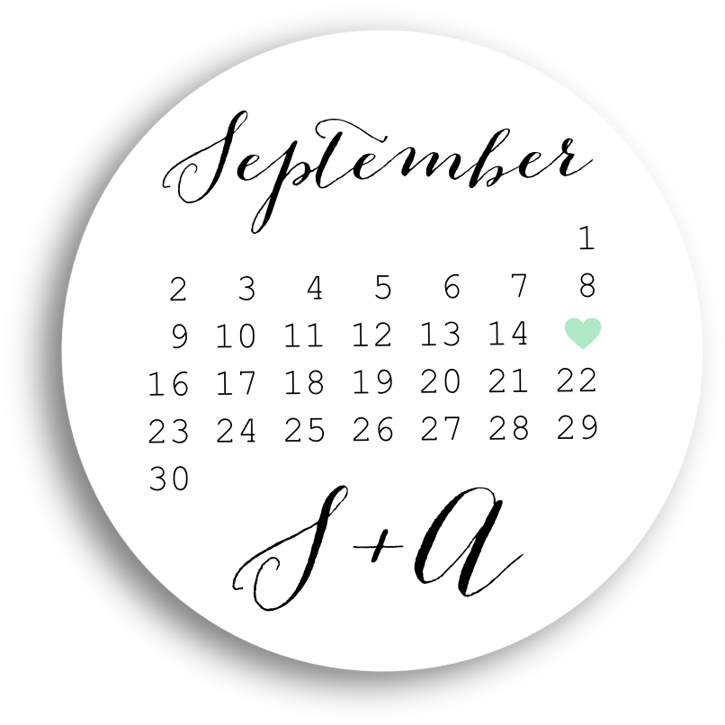 September Wedding Date Calendar