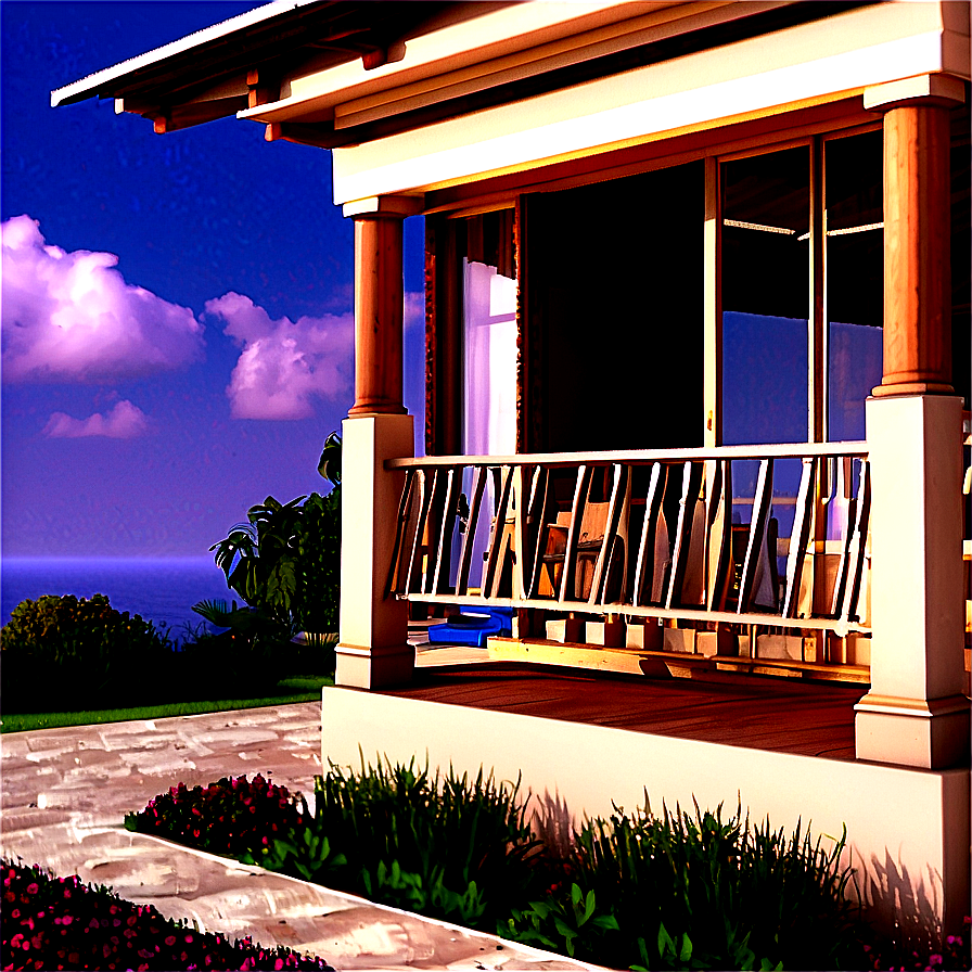 Serene Cottage Balcony Png Idh2