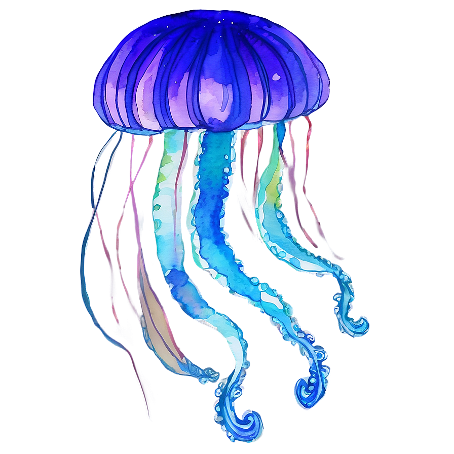 Serene Moon Jelly Watercolor Png 37