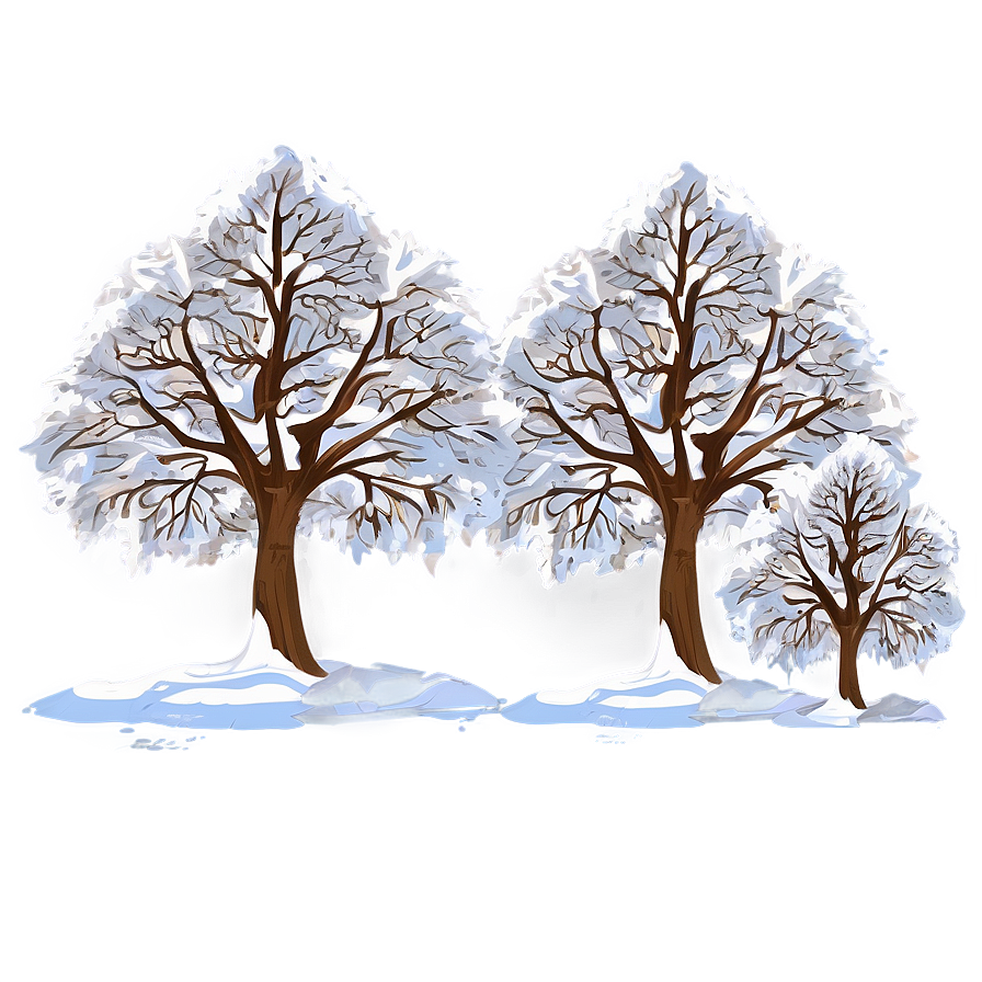 Serene Snow Trees Png Okl39