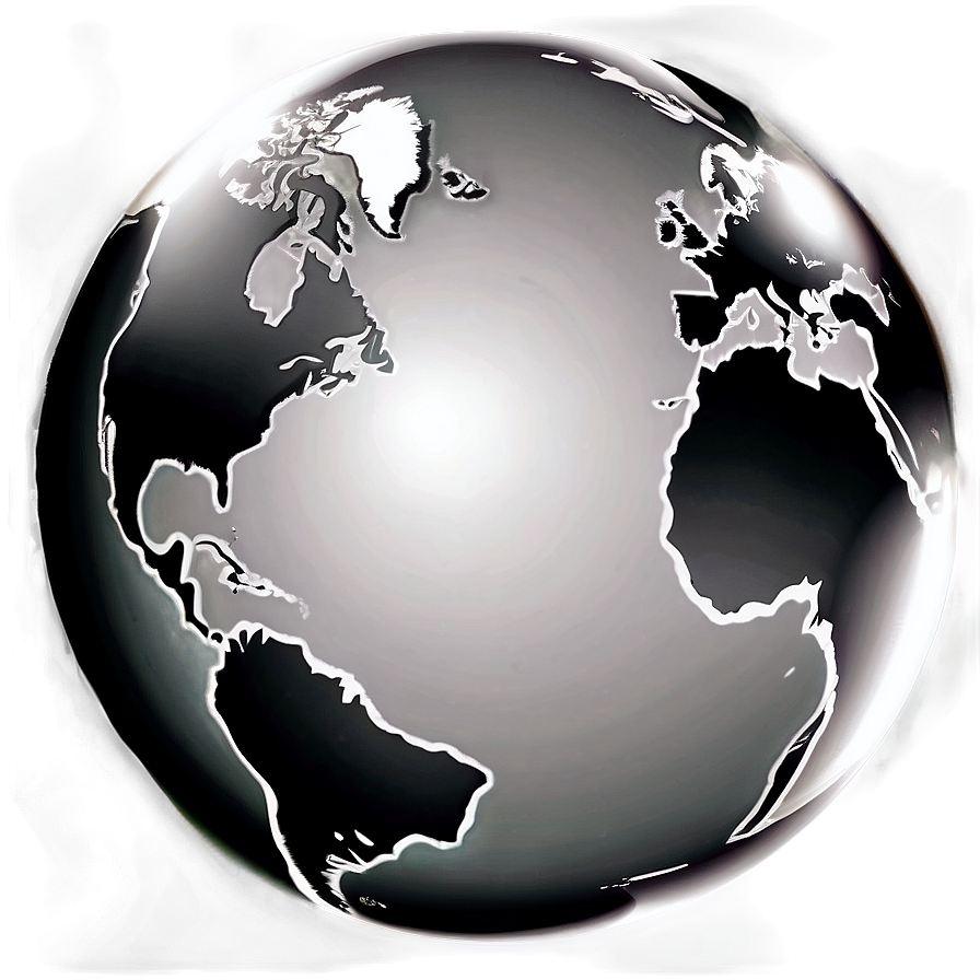 Shaded Black And White Globe Png Vus15