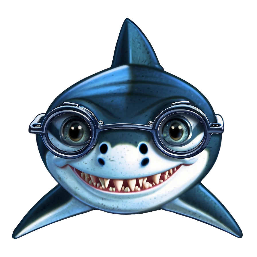 Shark Cartoon With Glasses Png Aij52