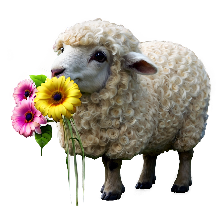 Sheep With Flowers Png 05232024