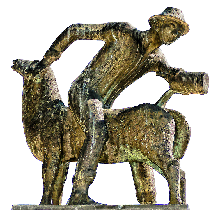 Shepherd Shearing Sheep Statue