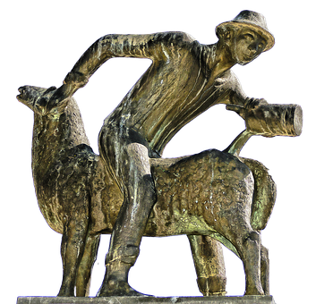 Shepherd Shearing Sheep Statue