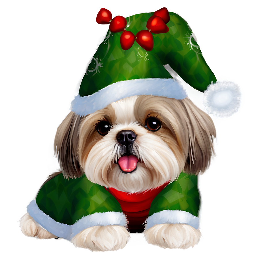 Shih Tzu Christmas Elf Png 06242024