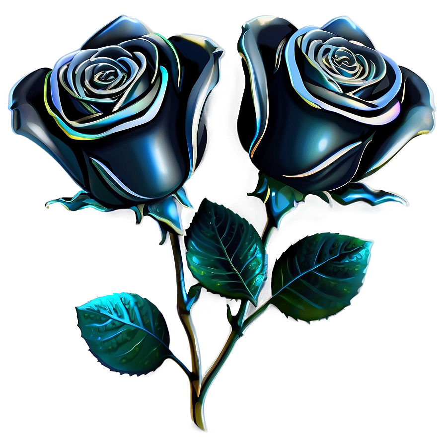 Shimmering Black Roses Png 37