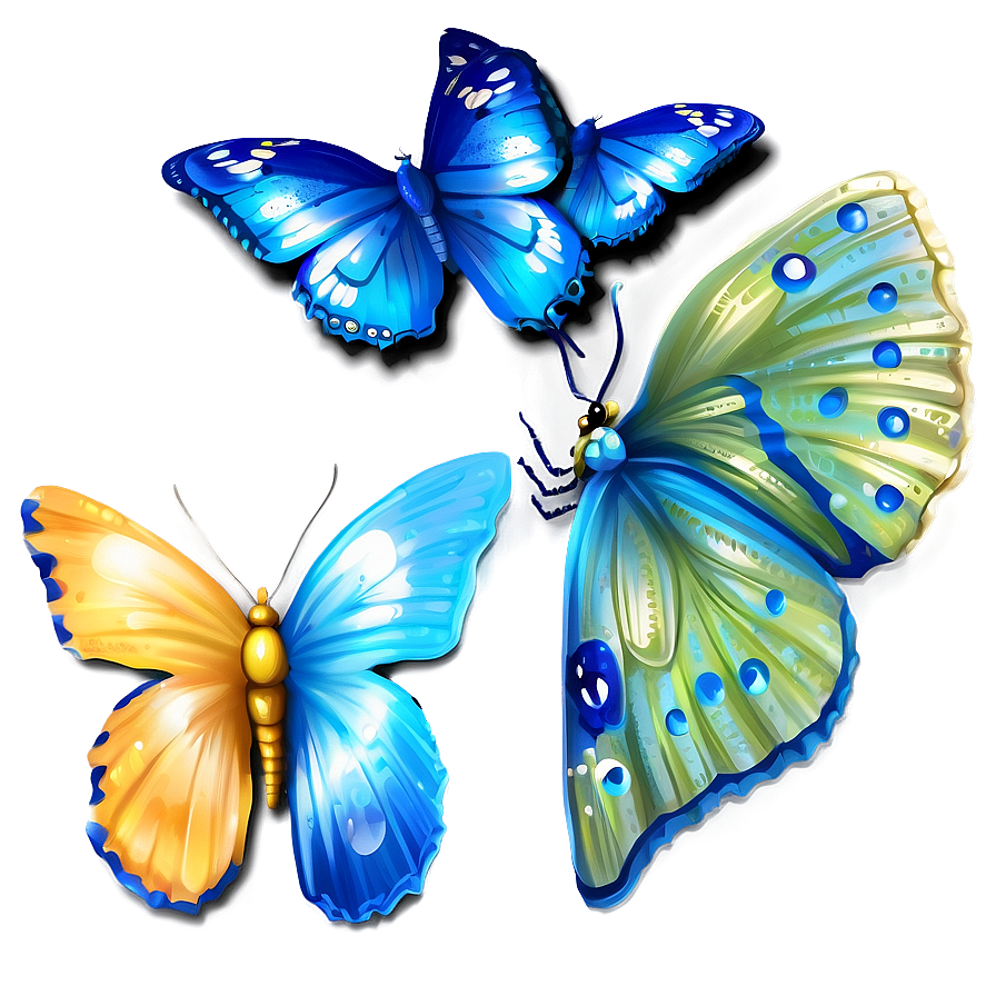 Shimmering Blue Butterflies Png Smy