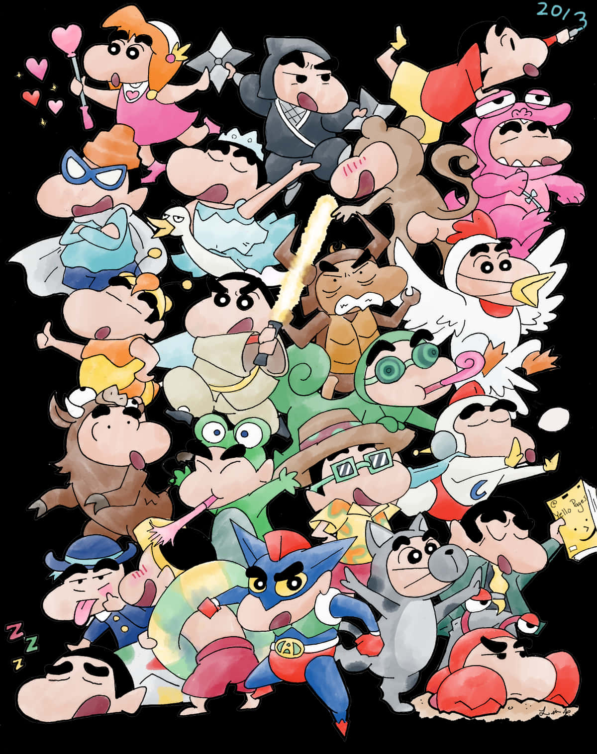 Shin Chan Characters Collage