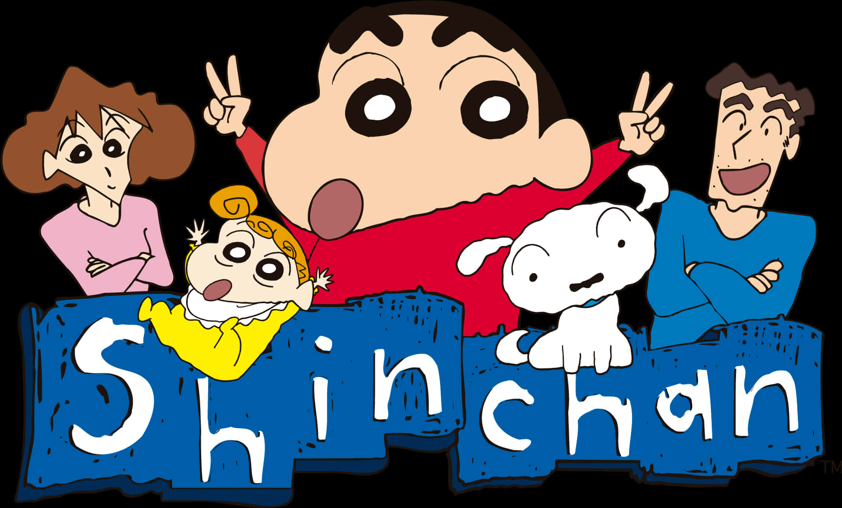 Shinchan Familyand Pet Illustration