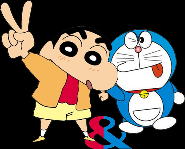 Shinchanand Doraemon Friends Pose