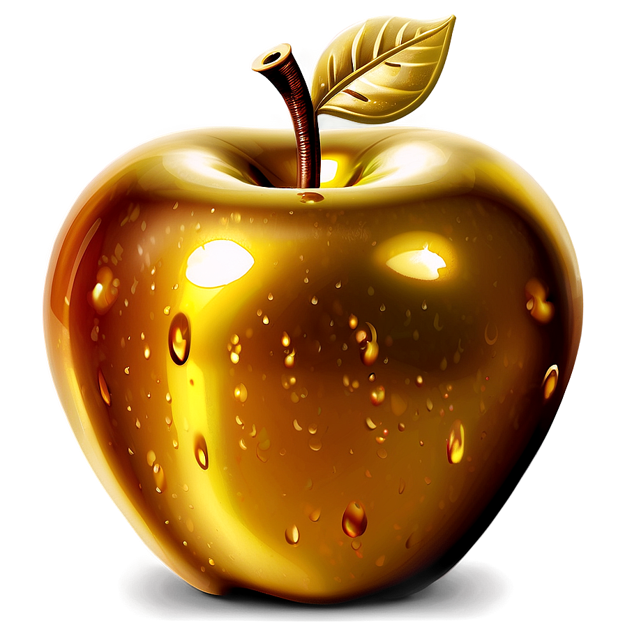 Shiny Golden Apple Graphic Png 06132024