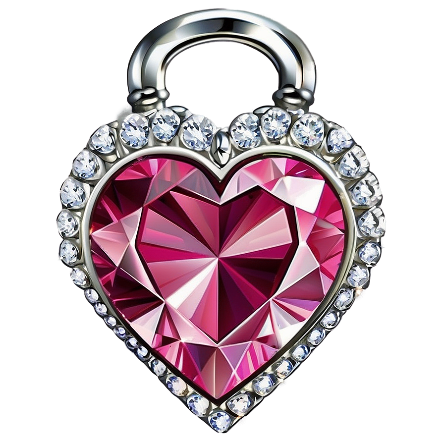 Shiny Pink Diamond Heart Clipart Png 06282024