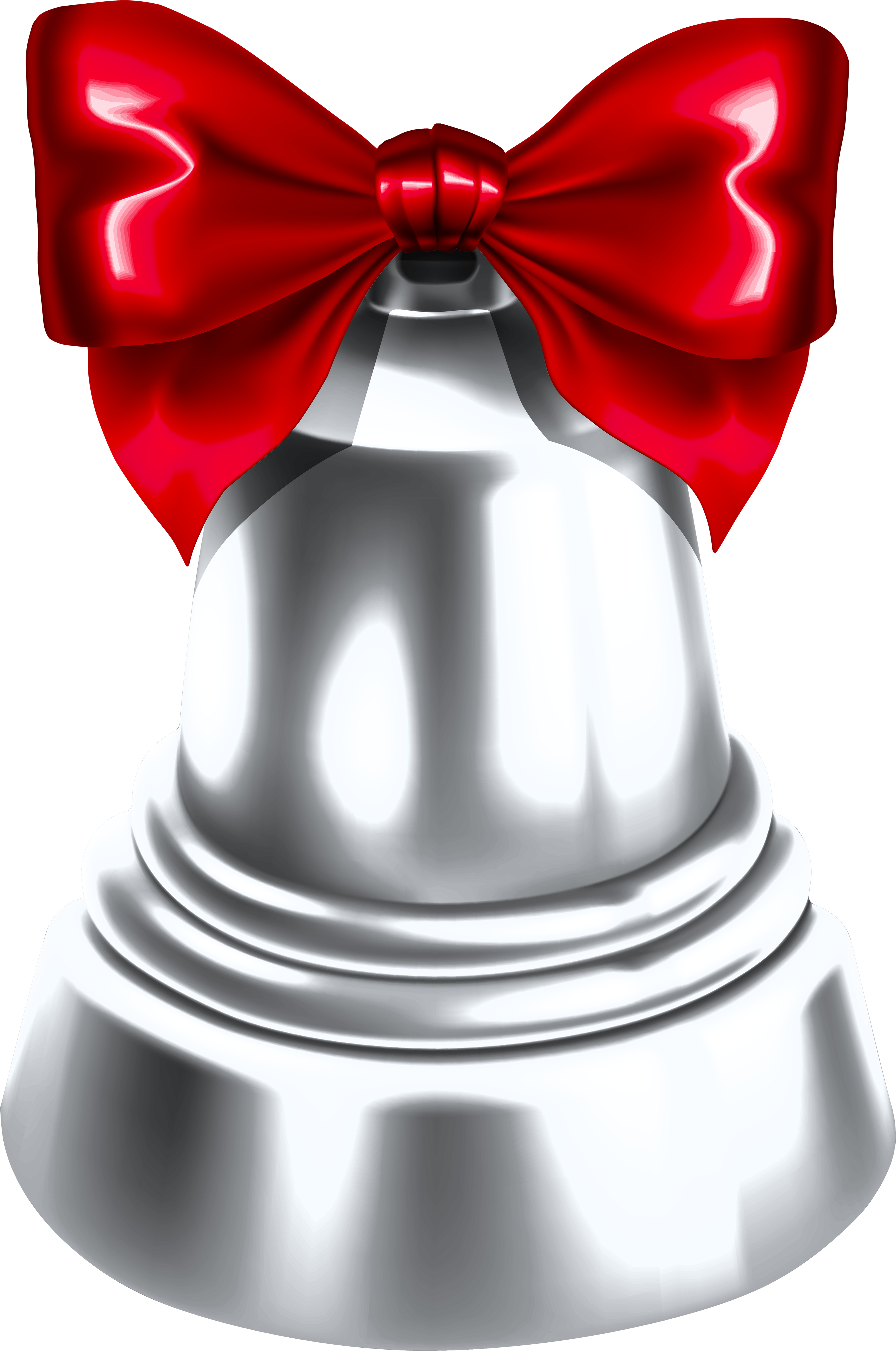 Shiny Silver Christmas Bell With Red Bow