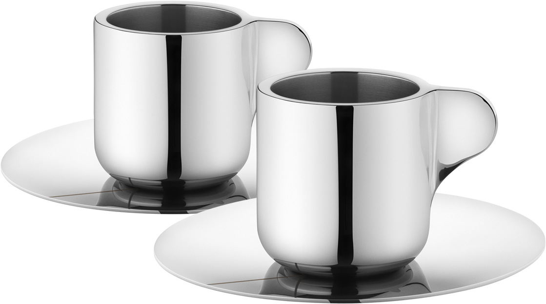 Shiny Silver Cupswith Saucers