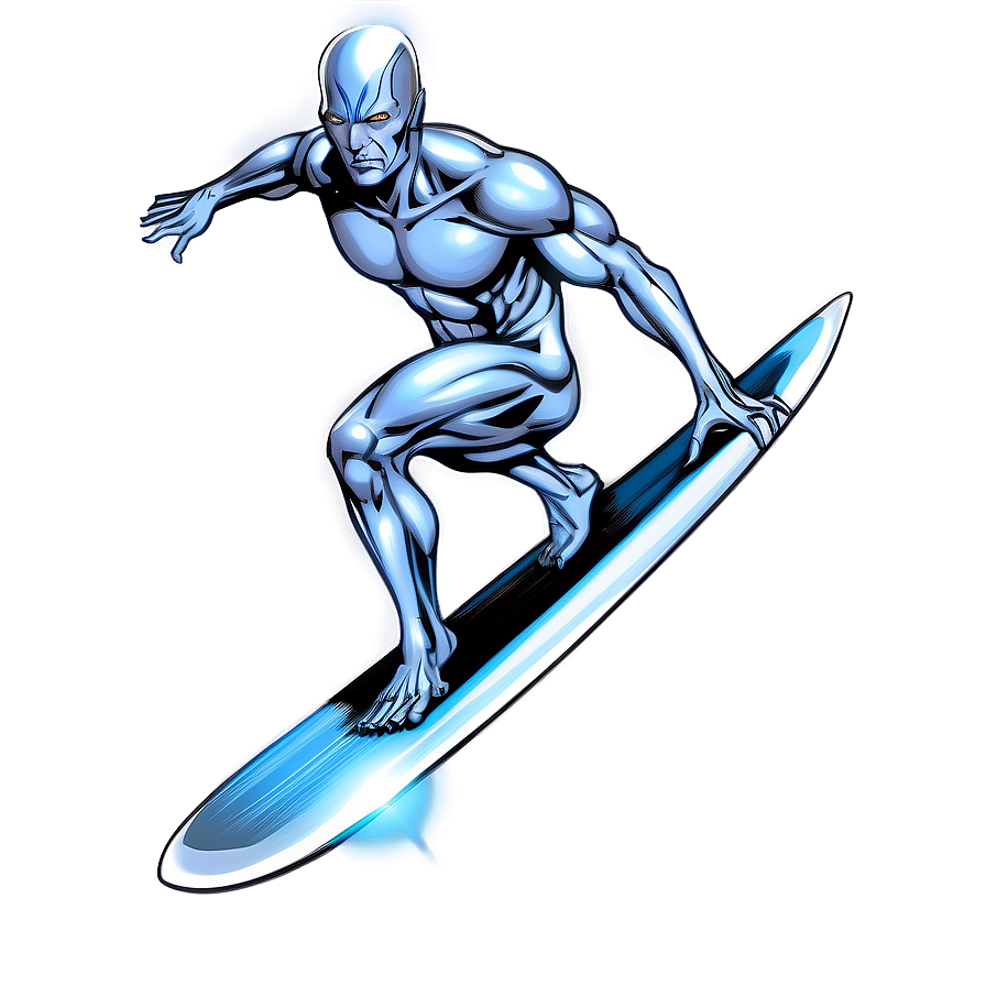 Shiny Silver Surfer Illustration Png 06202024