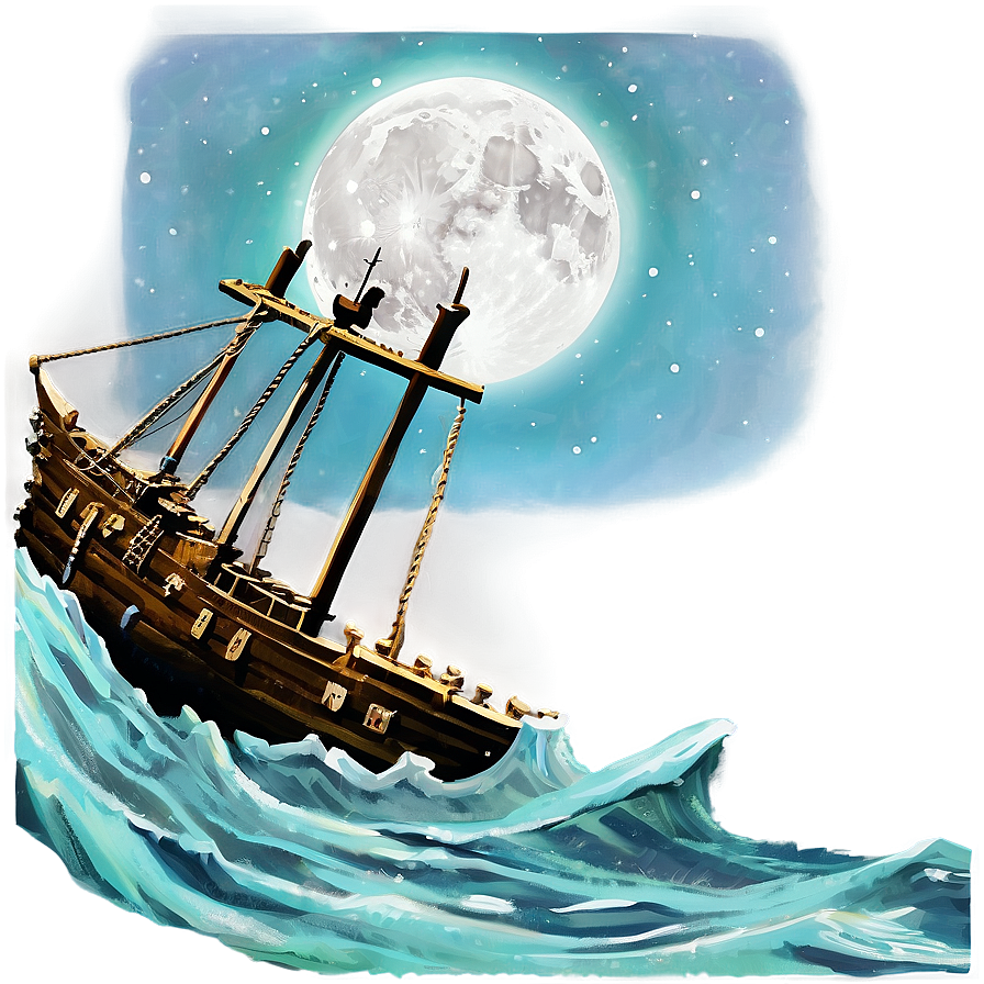 Shipwreck In The Moonlight Png 21