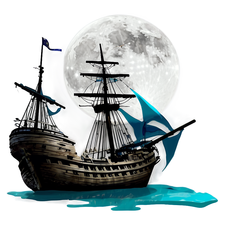 Shipwreck In The Moonlight Png Emr