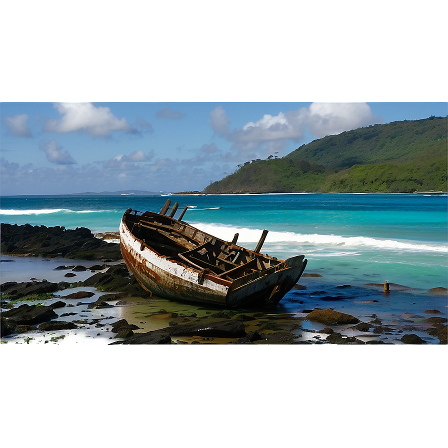 Shipwreck On Rocky Shore Png Acs