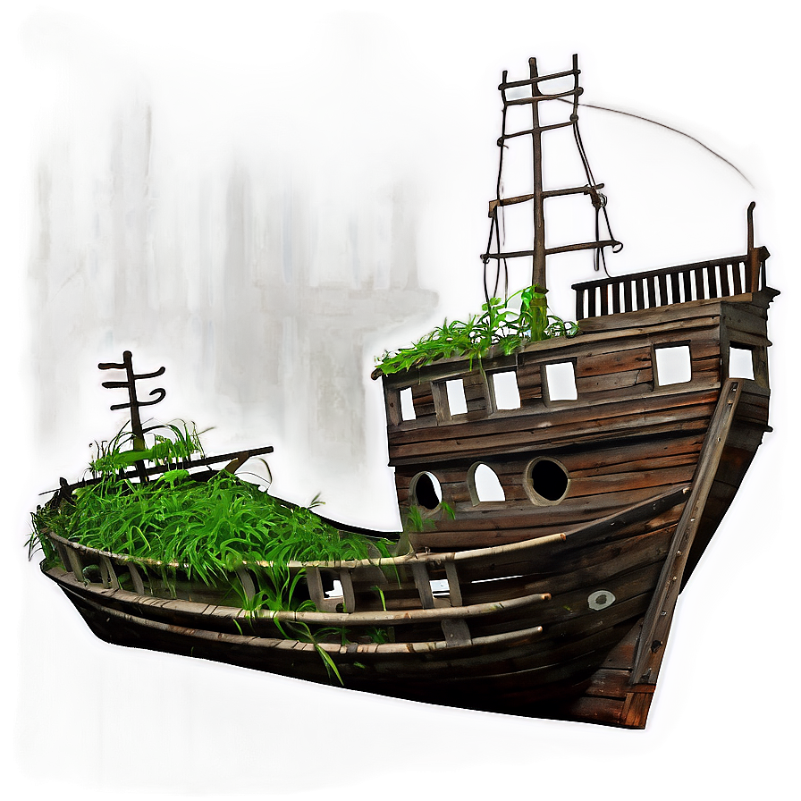 Shipwreck With Seaweed Overgrowth Png Hun54