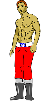 Shirtless Cartoon Manin Red Pants