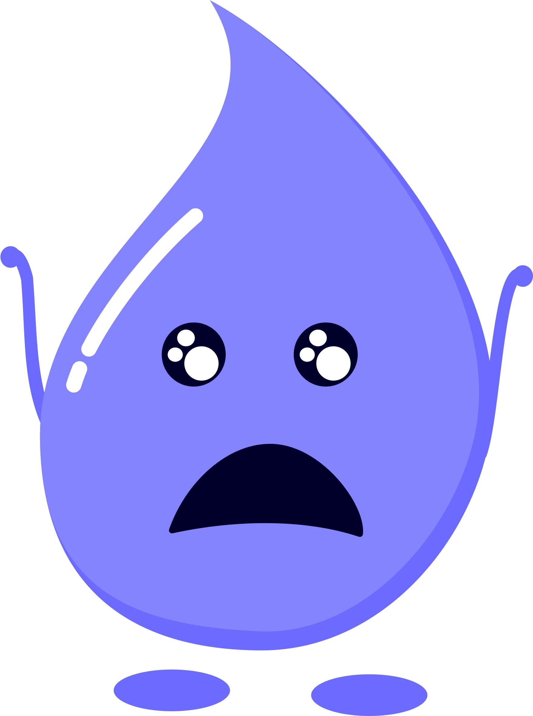 Shocked Water Drop Cartoon Character