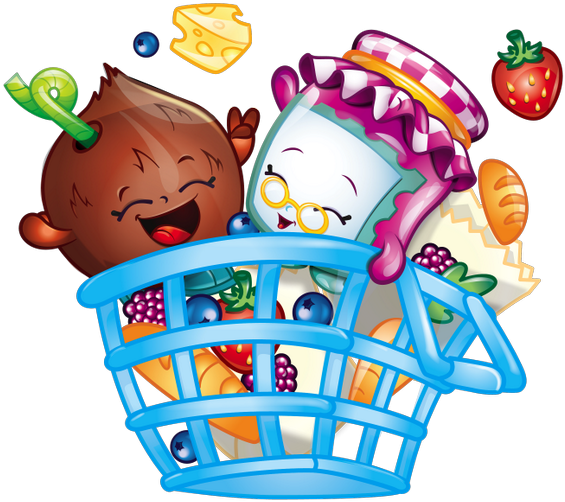 Shopkins Charactersin Shopping Basket