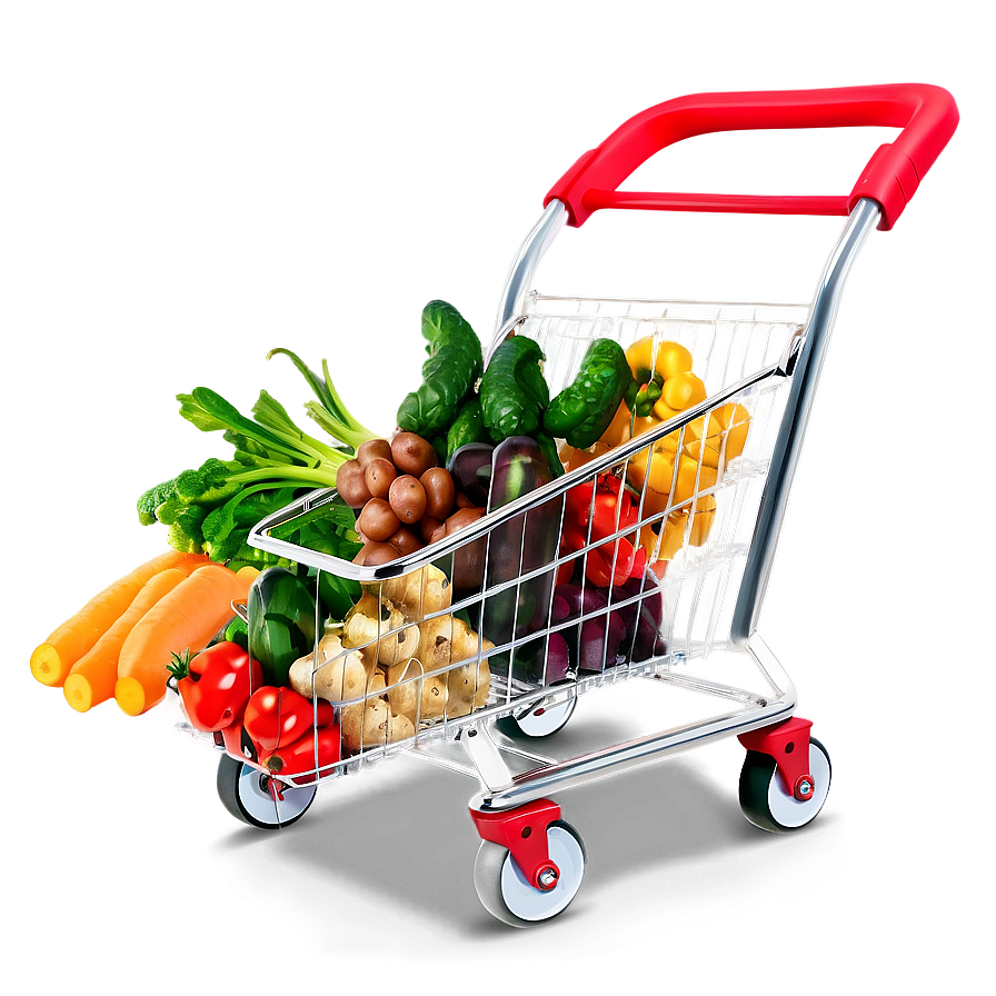 Shopping Cart With Vegetables Png Ntq
