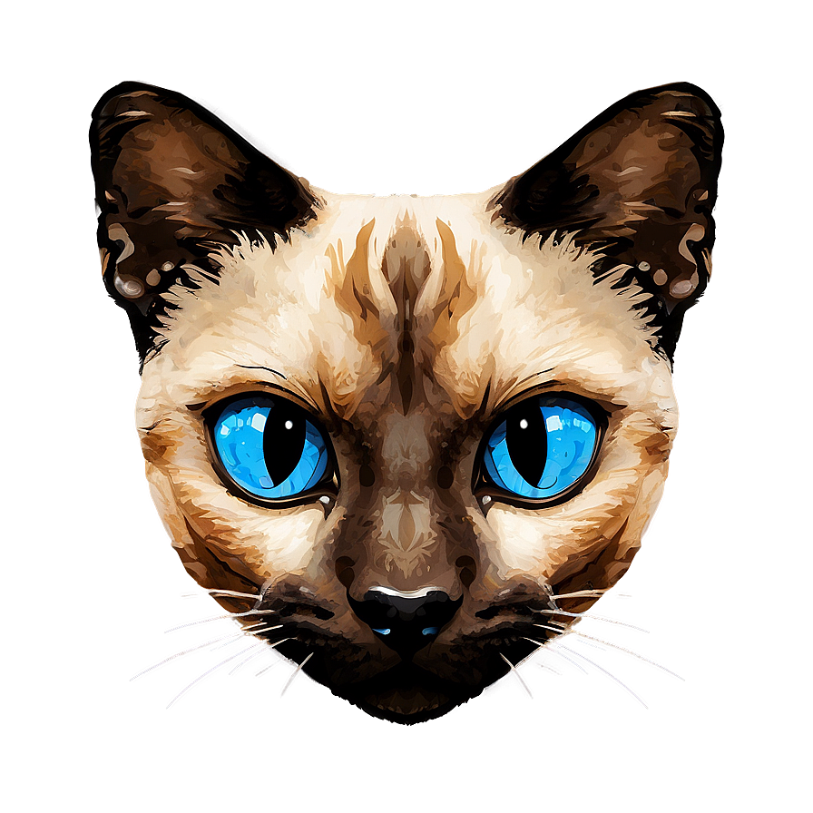 Siamese Cat Head Design Png Qby75