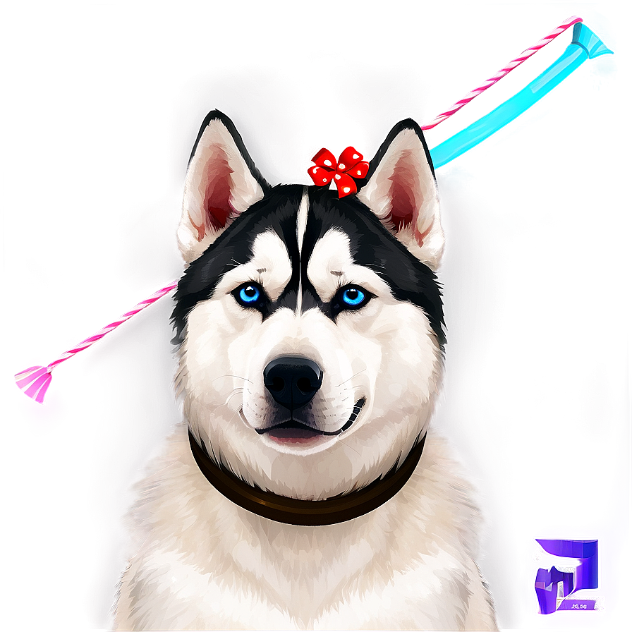 Siberian Husky With Bow Png 06252024