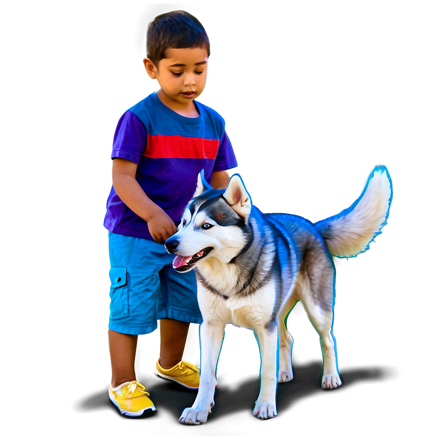 Siberian Husky With Kids Png 06252024