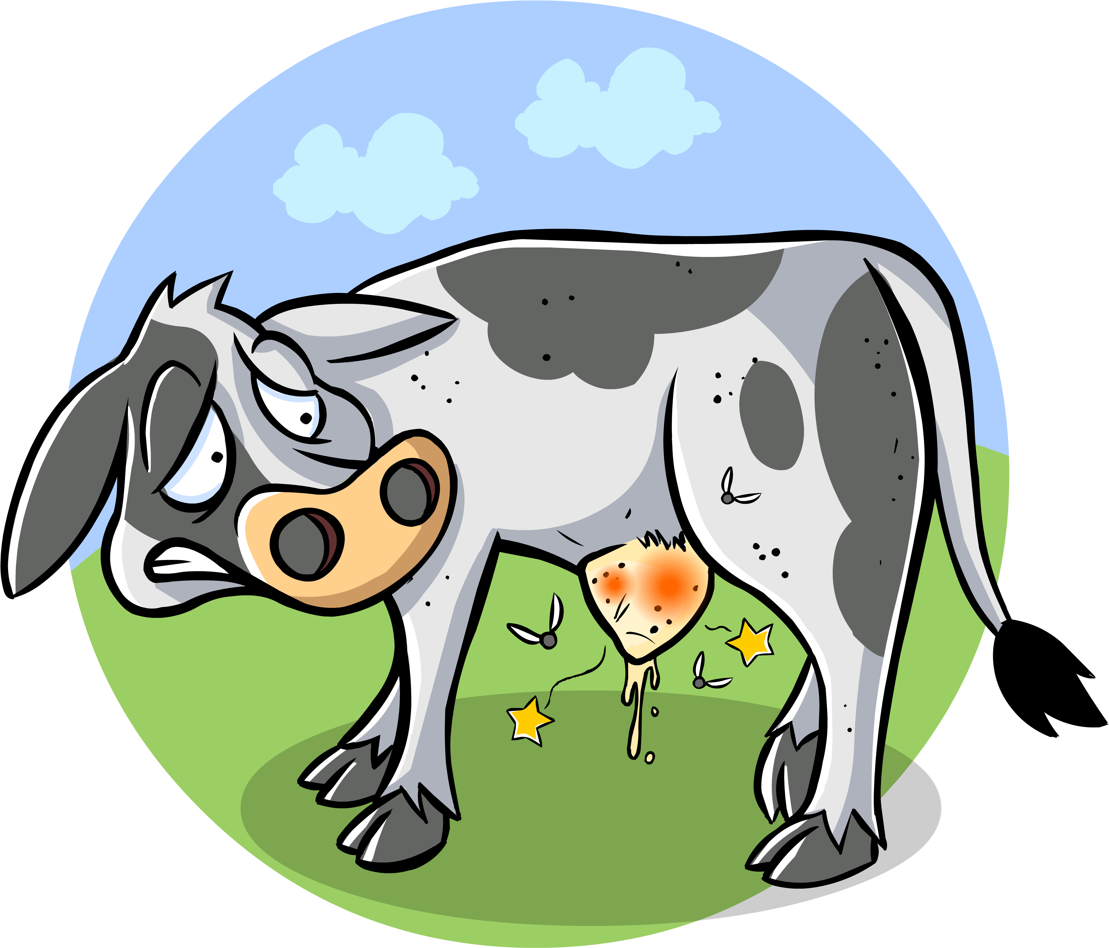 Sick Cow Cartoon Illustration