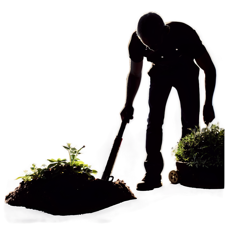 Silhouette Of A Person Gardening Png Btu42