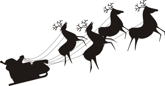 Silhouette Santa Sleigh Reindeer