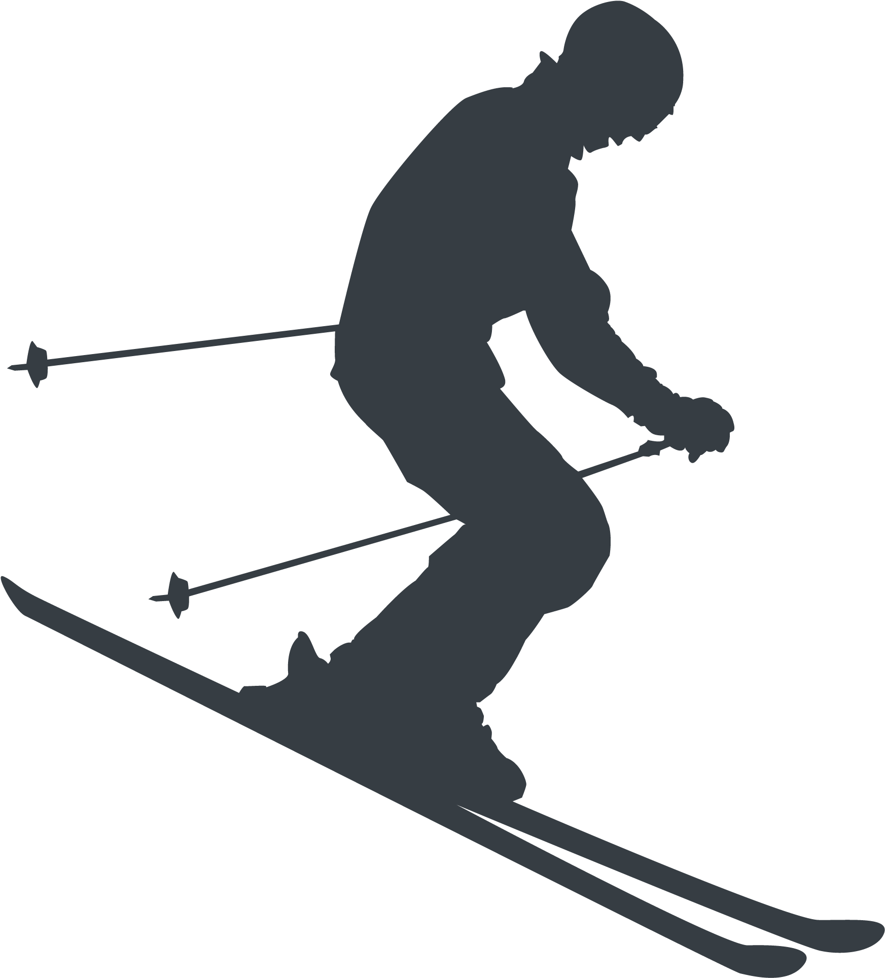Silhouette Skier Action Pose